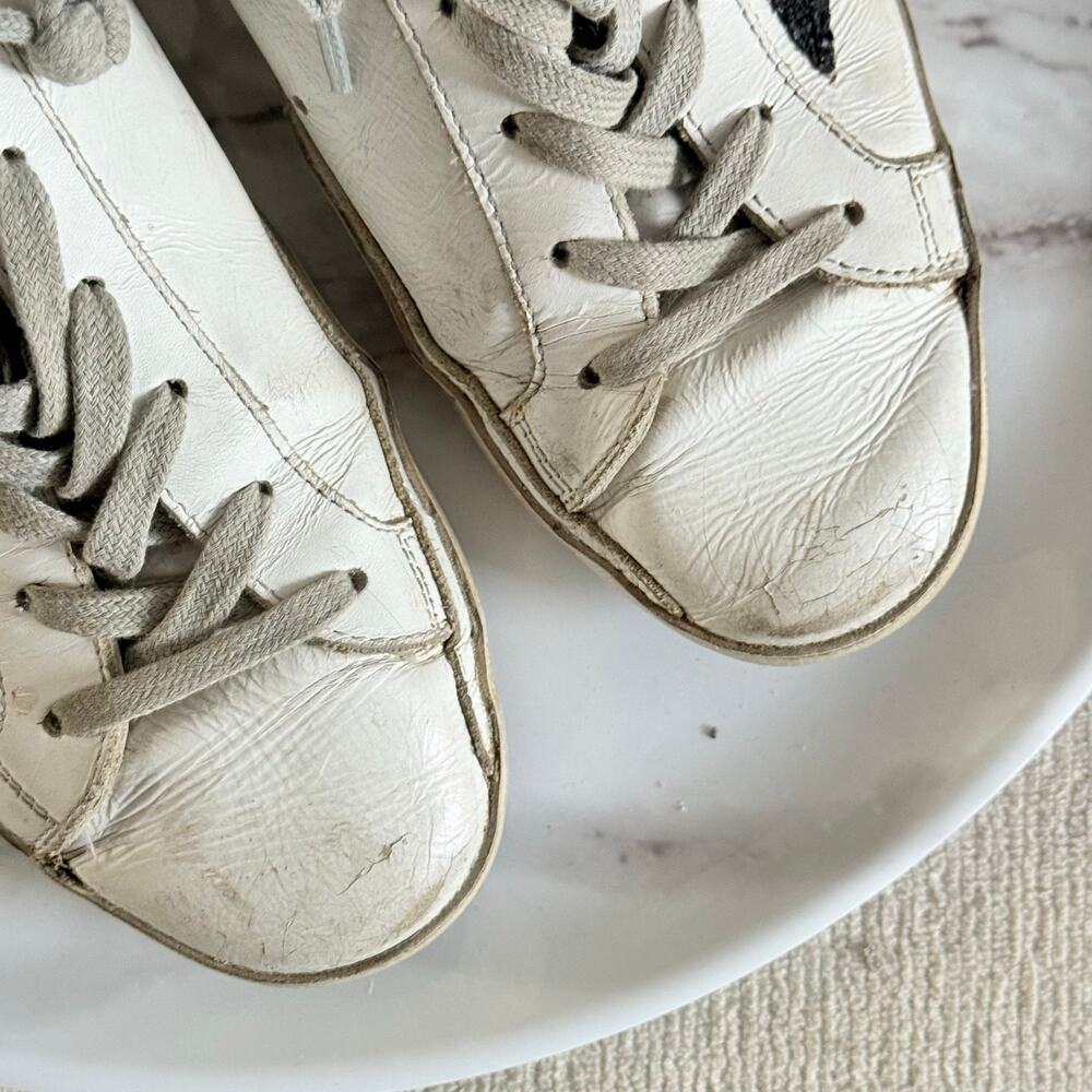 Golden Goose Superstar Sneakers Shoes Ssence White Leather Black Glitter Star 38 - Picture 9 of 13